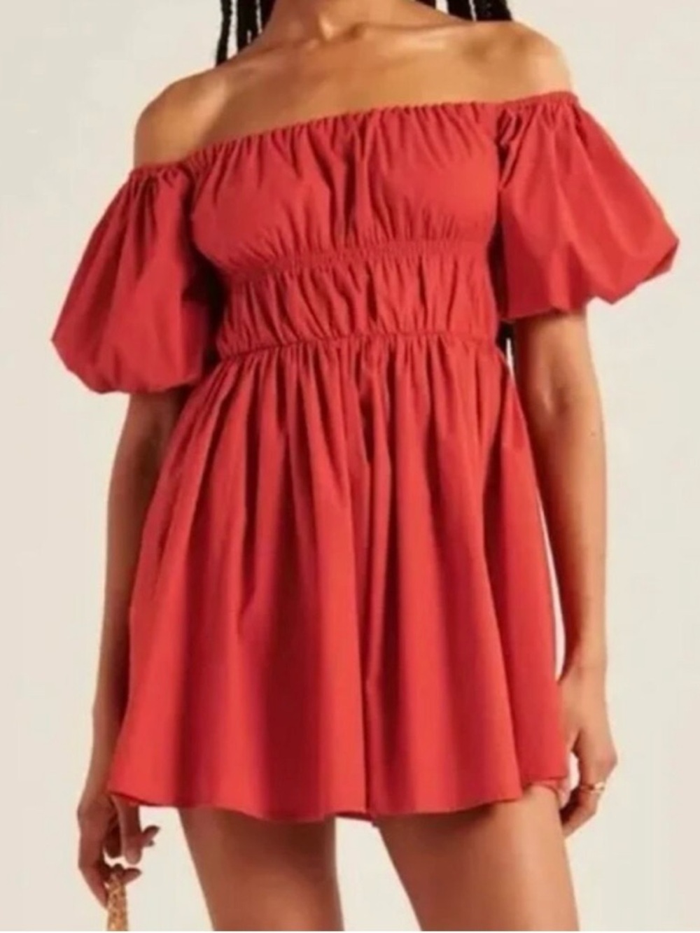 Abercrombie & Fitch Red Off-Shoulder Mini Dress